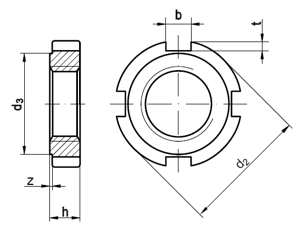 DIN 1804 Slotted Locknuts drawing 