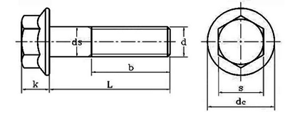 DIN 6921 Hex Flange Bolt, Zinc Flake drawing