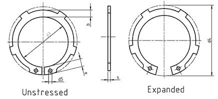 DIN 983 External Retaining Rings drawing 