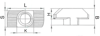 T Slot Hammer Nut drawing 