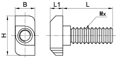 Hammer Head T Bolts drawing 