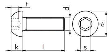 ISO 7380 Button Head Hex Socket Cap Screw drawing 