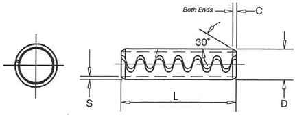 Stainless Steel Toothed Slotted Spring Pins drawing 